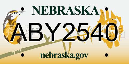 ABY2540 Nebraska License Plate