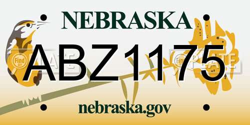 ABZ1175 Nebraska License Plate