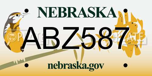 ABZ587 Nebraska License Plate