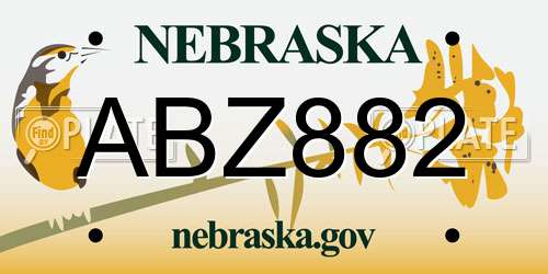 ABZ882 Nebraska License Plate