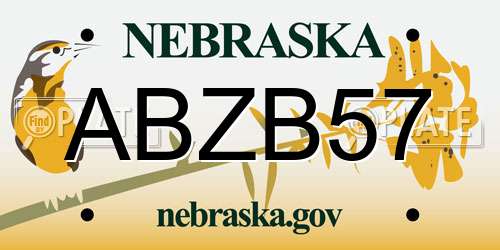 ABZB57 Nebraska License Plate