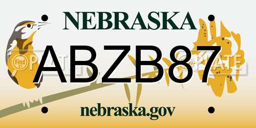 ABZB87 Nebraska License Plate