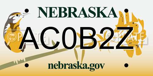 AC0B2Z Nebraska License Plate
