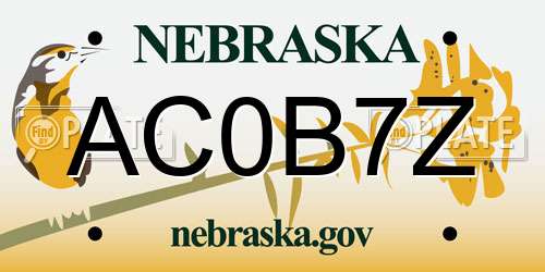 AC0B7Z Nebraska License Plate