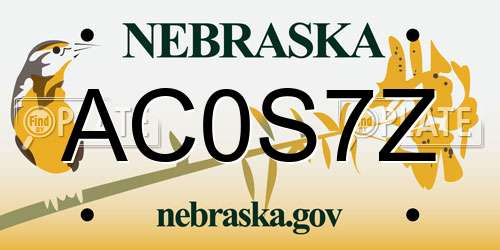 AC0S7Z Nebraska License Plate