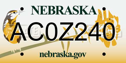 AC0Z240 Nebraska License Plate