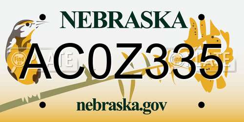 AC0Z335 Nebraska License Plate