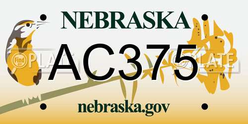 AC375 Nebraska License Plate