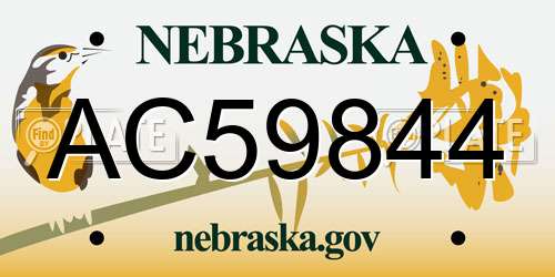 AC59844 Nebraska License Plate