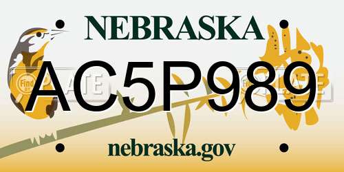 AC5P989 Nebraska License Plate