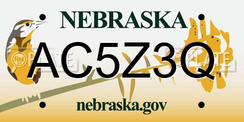 AC5Z3Q Nebraska License Plate