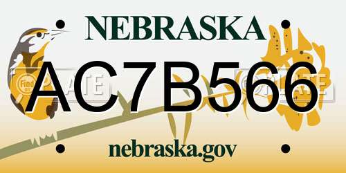 AC7B566 Nebraska License Plate