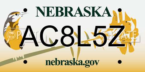 AC8L5Z Nebraska License Plate