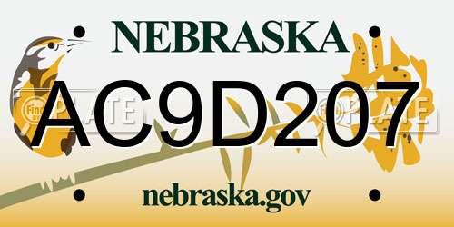AC9D207 Nebraska License Plate