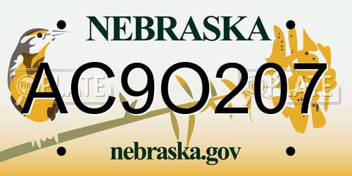AC9O207 Nebraska License Plate