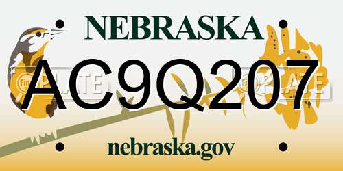 AC9Q207 Nebraska License Plate
