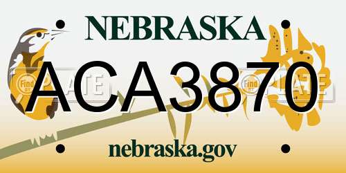 ACA3870 Nebraska License Plate