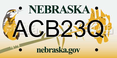 ACB23Q Nebraska License Plate