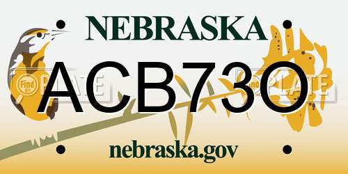 ACB73O Nebraska License Plate
