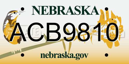 ACB9810 Nebraska License Plate