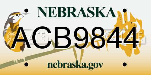 ACB9844 Nebraska License Plate