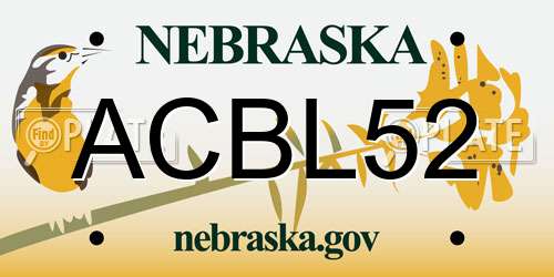ACBL52 Nebraska License Plate