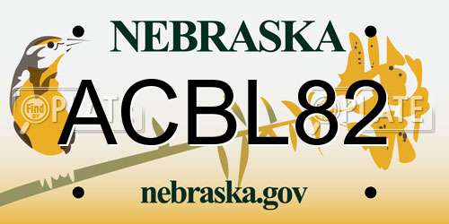 ACBL82 Nebraska License Plate