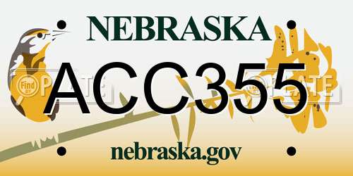 ACC355 Nebraska License Plate