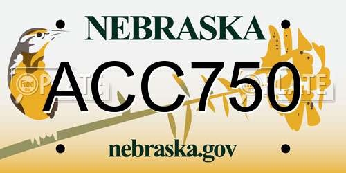ACC750 Nebraska License Plate