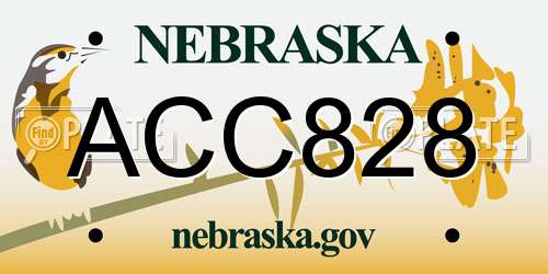 ACC828 Nebraska License Plate