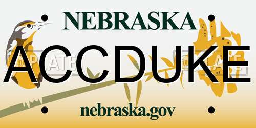 ACCDUKE Nebraska License Plate