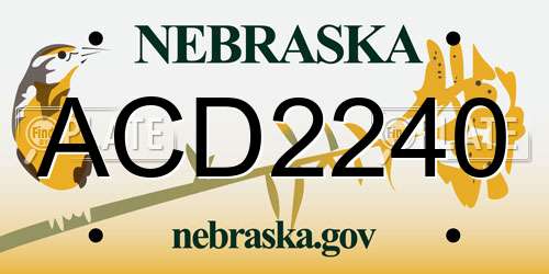 ACD2240 Nebraska License Plate
