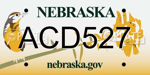 ACD527 Nebraska License Plate