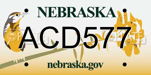 ACD577 Nebraska License Plate