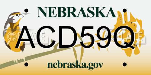ACD59Q Nebraska License Plate