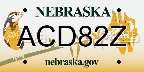 ACD82Z Nebraska License Plate