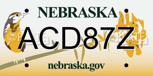 ACD87Z Nebraska License Plate