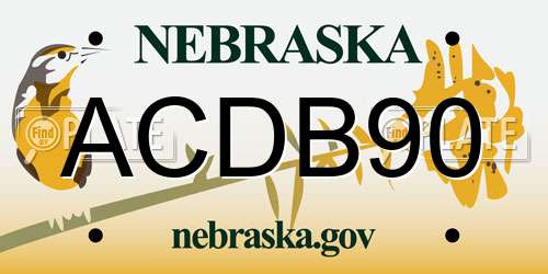 ACDB90 Nebraska License Plate