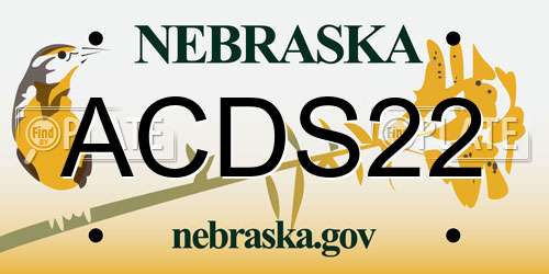 ACDS22 Nebraska License Plate