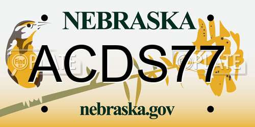 ACDS77 Nebraska License Plate