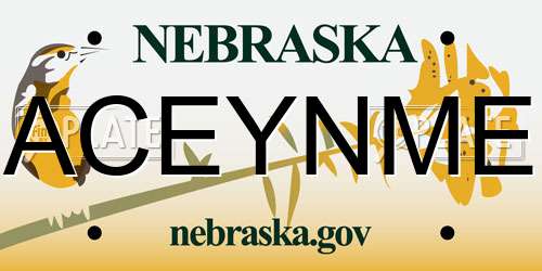ACEYNME Nebraska License Plate