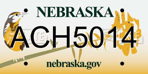 ACH5014 Nebraska License Plate