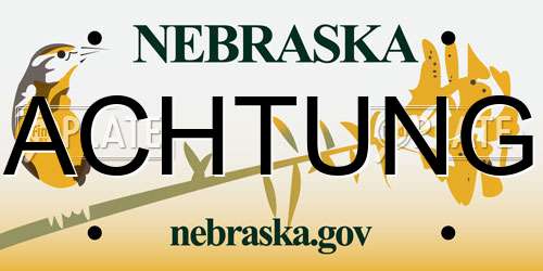 ACHTUNG Nebraska License Plate