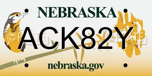 ACK82Y Nebraska License Plate