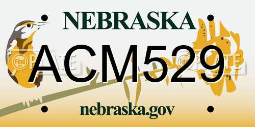 ACM529 Nebraska License Plate