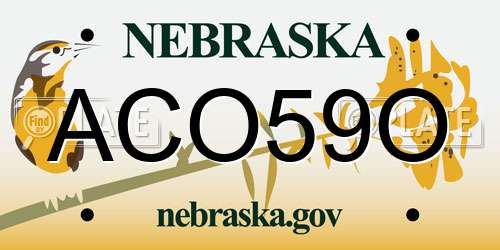 ACO59O Nebraska License Plate