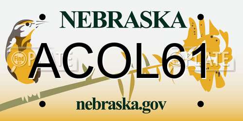 ACOL61 Nebraska License Plate