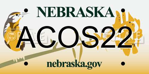 ACOS22 Nebraska License Plate