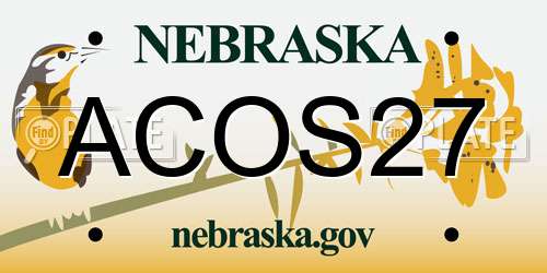 ACOS27 Nebraska License Plate