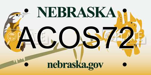 ACOS72 Nebraska License Plate
